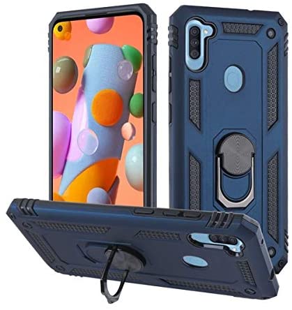Samsung Galaxy A11 Tech Armor RING Grip Case with Metal Plate (Navy Blue)